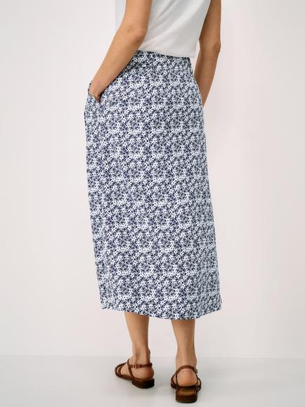 Crew Clothing Ella Floral Midi Skirt, Navy Blue - view 2, Navy Blue