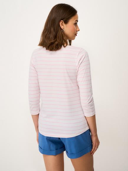 Crew Clothing Embroidered Cotton Breton Striped Top, Light Pink - view 2, Light Pink