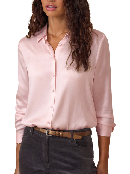 Pure Collection Silk Regular Fit Shirt, Light Pink