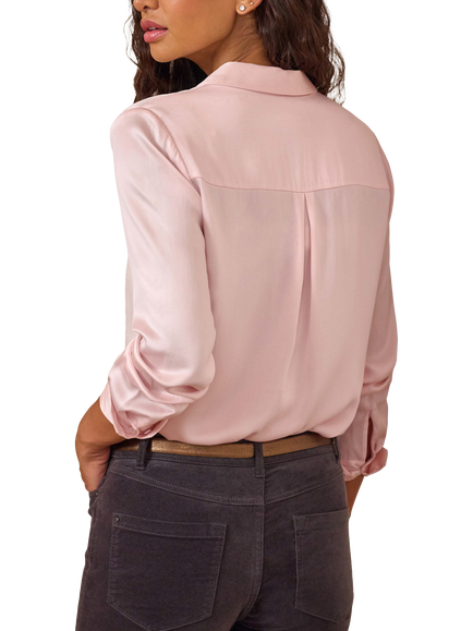 Pure Collection Silk Regular Fit Shirt - view 2, Light Pink