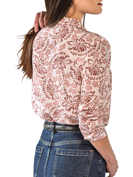 Pure Collection Silk Floral Regular Fit Shirt, Natural/Multi - view 2, Natural/Multi