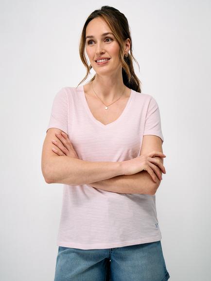 Crew Clothing Perfect Crew Neck Striped Cotton-Slub T-Shirt, Lilac, Lilac
