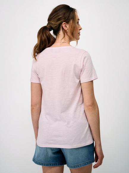 Crew Clothing Perfect Crew Neck Striped Cotton-Slub T-Shirt, Lilac - view 2, Lilac