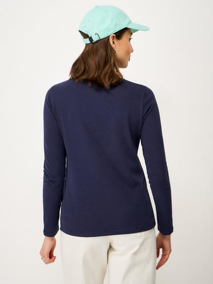 Crew Clothing Supersoft Brushed-Cotton Long-Sleeve Top, Navy Blue - view 2, Navy Blue
