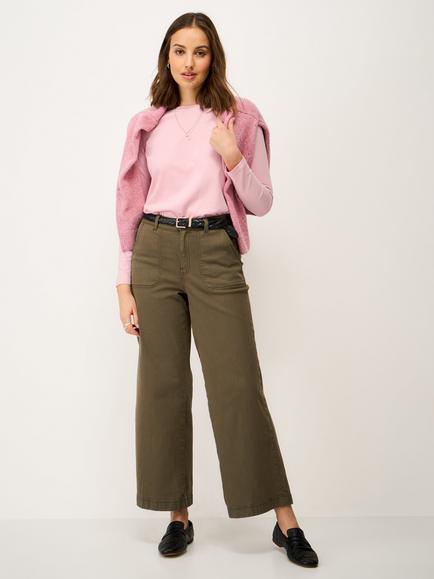 Crew Clothing Supersoft Brushed-Cotton Long-Sleeve Top, Pastel Pink, Pastel Pink