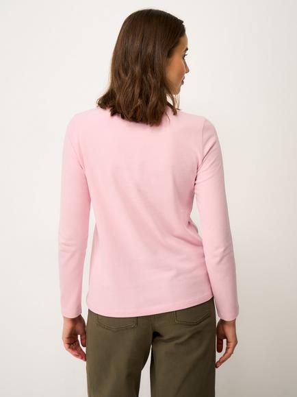 Crew Clothing Supersoft Brushed-Cotton Long-Sleeve Top, Pastel Pink - view 2, Pastel Pink