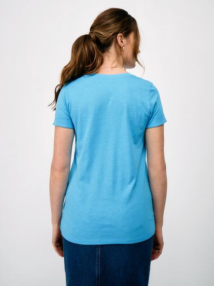 Crew Clothing Notch Neck Cotton T-Shirt - view 2, Aqua Blue