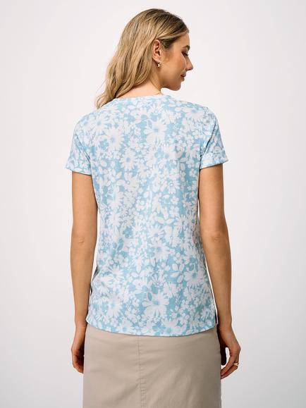 Crew Clothing Kylie Notch Neck Floral Printed T-Shirt, Light Blue - view 2, Light Blue