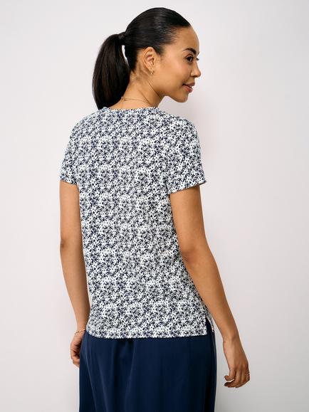 Crew Clothing Notch Neck Floral Printed T-Shirt, White Multi - view 2, White Multi