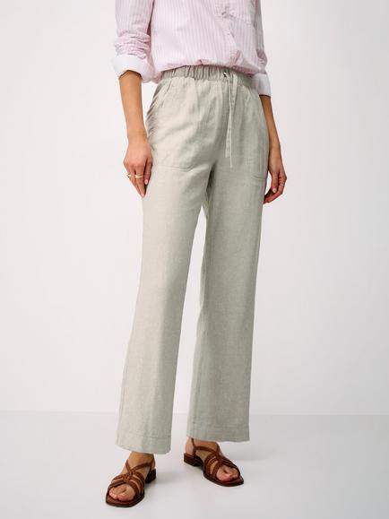 Crew Clothing Tapered Leg Linen Blend Trousers, Khaki, Khaki