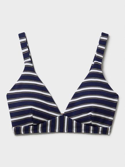 Crew Clothing Textured Bikini Top, Dark Blue - view 2, Dark Blue