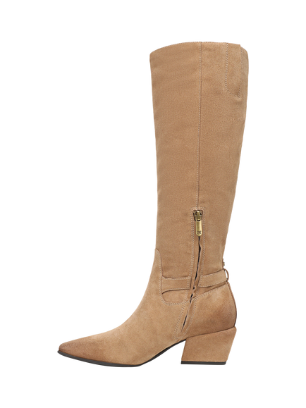 Sam Edelman Haisley Suede Pointed Toe Knee High Boots, Bamboo Brown - view 2, Bamboo Brown