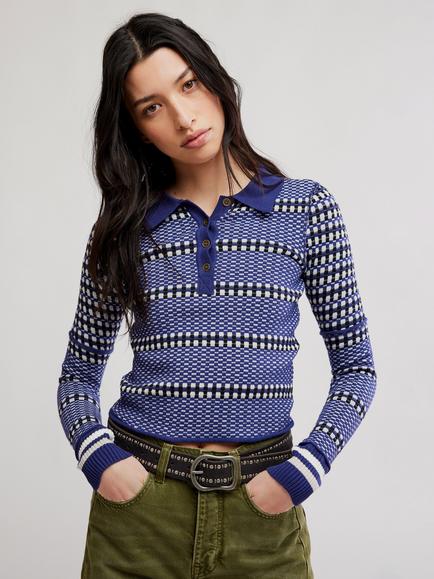 Free People We The Free Level Up Top, Blue/White, Blue/White