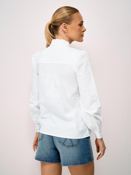 Crew Clothing Embroidered Harmony Frill Blouse, White - view 2, White