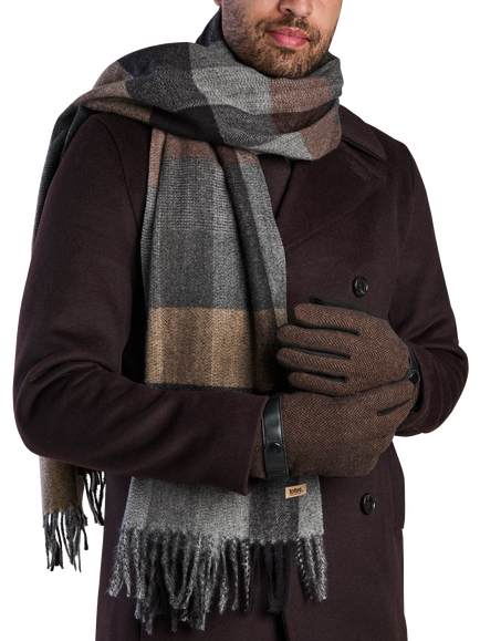 totes Woven Check Scarf & Herringbone Gloves Set, Multi - view 2, Multi