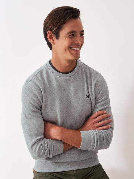 Crew Clothing Crew Neck Cotton Sweatshirt, Mid Grey, Mid Grey