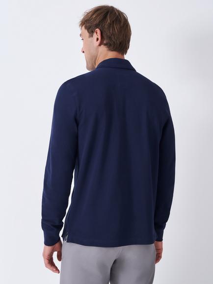 Crew Clothing Long Sleeve Cotton Polo Shirt - view 2, Bright Blue