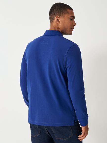 Crew Clothing Long Sleeve Cotton Polo Shirt - view 2, Royal Blue