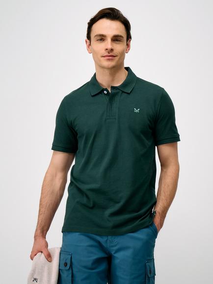 Crew Clothing Cotton Piqué Polo Shirt, Dark Green, Dark Green