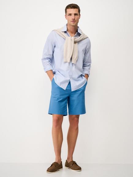Crew Clothing Cotton Rich Bermuda Chino Shorts, Mid Blue
