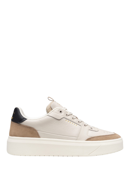 Cruyff Endorsed Pro Leather Lace Up Trainers, Cream/Brown