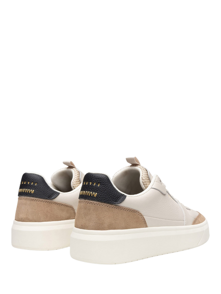 Cruyff Endorsed Pro Leather Lace Up Trainers - view 2, Cream/Brown