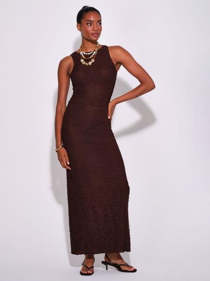 South Beach Textured Frill Maxi Skirt, Brown, Brown