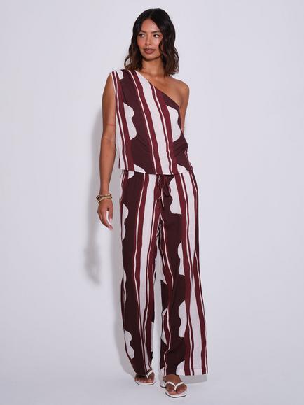 South Beach Striped One Shoulder Top, Multi - view 2, Multi