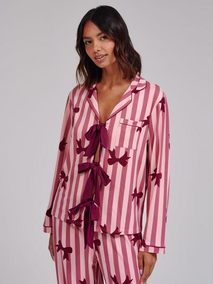 Loungeable Argyle Traditional Button Pyjama Set, Pink/Multi - view 2, Pink/Multi