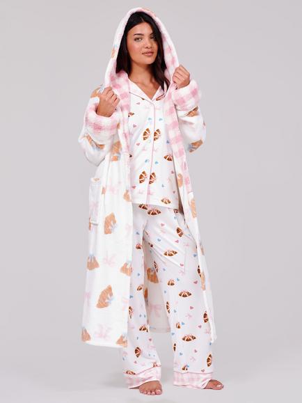 Loungeable Croissant Dressing Gown, Multi - view 2, Multi