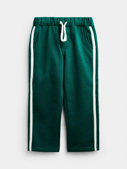 JoJo Maman Bébé Kids' Straight Leg Stripe Joggers, Dark Green/Red - view 2, Dark Green/Red