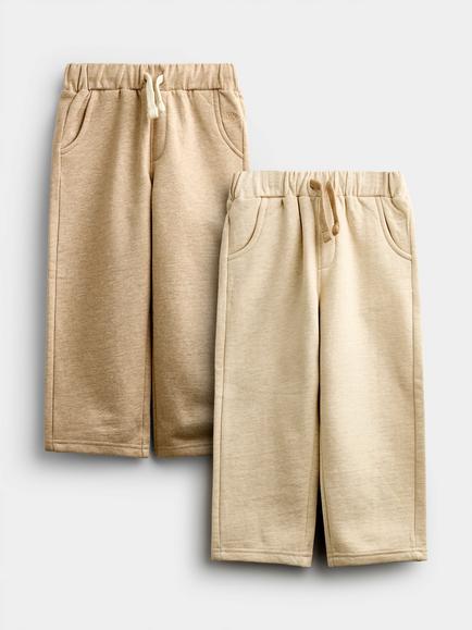 JoJo Maman Bébé Kids' 2 Straight Joggers, Pack of 2, Natural, Natural