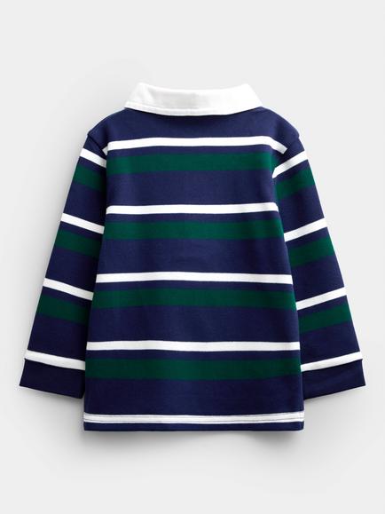 JoJo Maman Bébé Kids' Classic Stripe Rugby Shirt, Dark Green - view 2, Dark Green