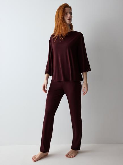 Triumph Amourette Long Pyjama Set, Claret, Claret
