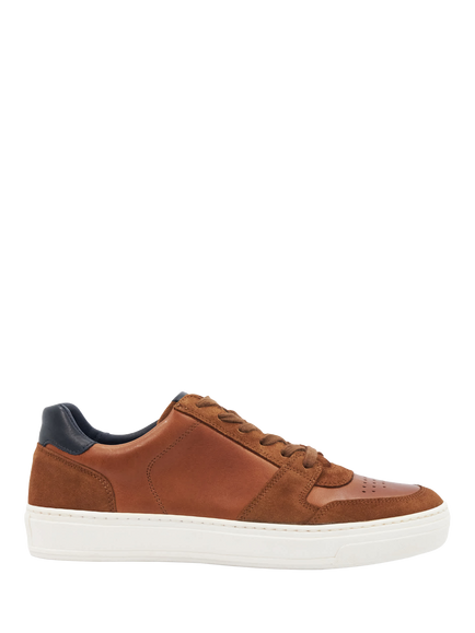 Dune London Tawly Leather Lace Up Trainers, Tan, Tan
