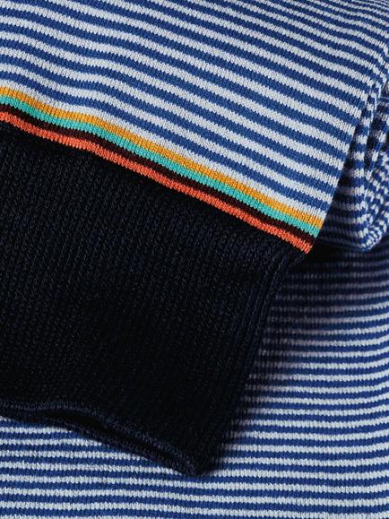 Charles Tyrwhitt Stripe Cotton Blend Socks, Blue - view 2, Blue