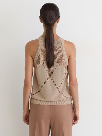 Reiss Maya High Neck Sleeveless Top, Neutral - view 2, Neutral