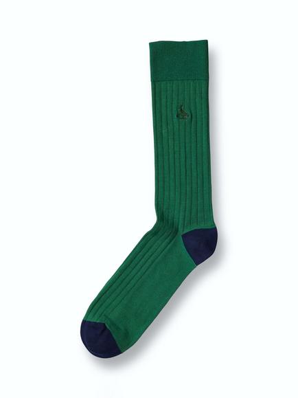 Charles Tyrwhitt Ribbed Cotton Blend Socks, Ack0307grn