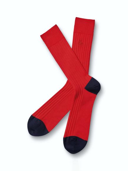 Charles Tyrwhitt Ribbed Cotton Blend Socks, Ack0398red
