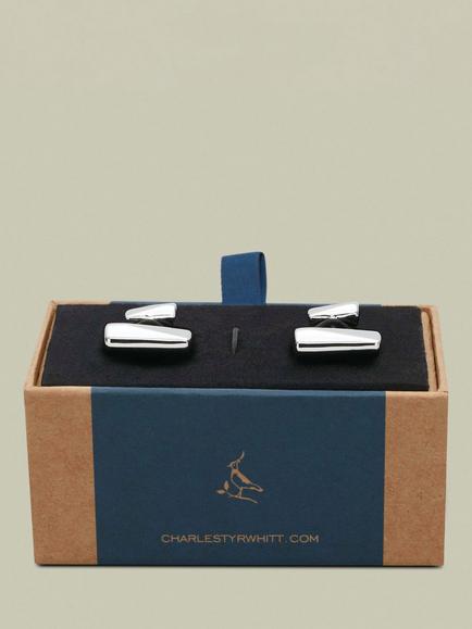 Charles Tyrwhitt Bar Cufflinks, Silver Grey - view 2, Silver Grey