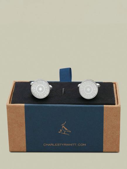 Charles Tyrwhitt Round Cufflinks, Silver Grey - view 2, Silver Grey