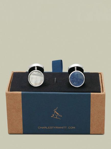 Charles Tyrwhitt Round Cufflinks, Silver Grey - view 2, Silver Grey