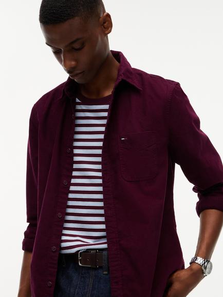 Tommy Hilfiger Button Down Corduroy Shirt - view 2, Burgundy