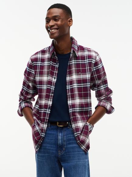 Tommy Hilfiger Tommy Jeans Regular Fit Flannel Check Shirt, Burgundy