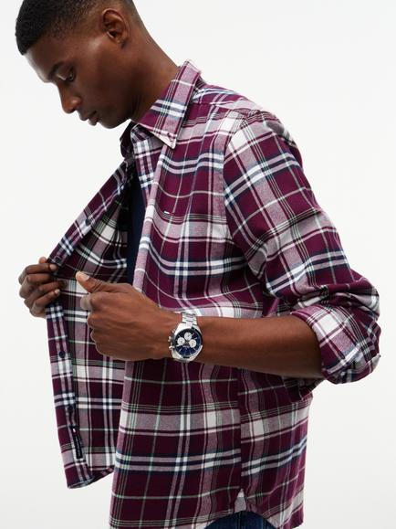 Tommy Hilfiger Tommy Jeans Regular Fit Flannel Check Shirt - view 2, Burgundy