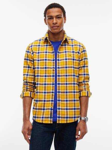 Tommy Hilfiger Tommy Jeans Regular Fit Flannel Check Shirt, Yellow