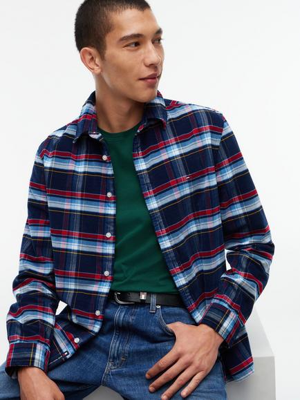 Tommy Jeans Cotton Check Shirt, Blue/Multi - view 2, Blue/Multi