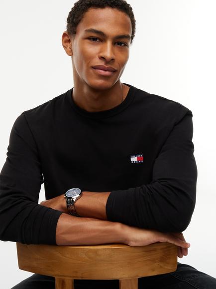 Tommy Hilfiger Badge Long Sleeve Jersey T-Shirt - view 2, Black