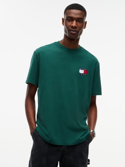 Tommy Jeans Regenerative Cotton Crew Neck T-Shirt, Blue Sky, Green