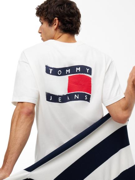 Tommy Jeans Cotton Wavy Flag T-Shirt, White - view 2, White